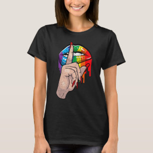 T-shirt Fermer Lèvres Arc-En-Ciel Gay pride À Main Lgbt