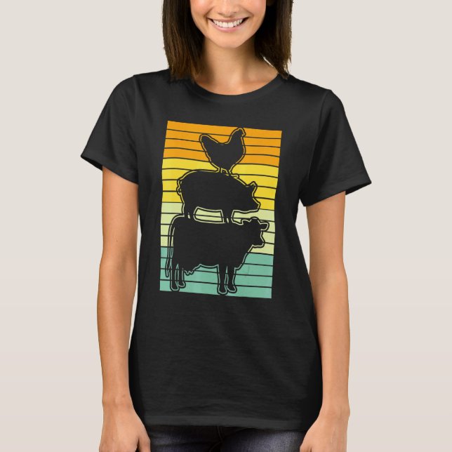 T-shirt Fermes Animaux Poulet Cochon Vache (Devant)