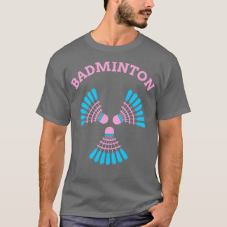T-shirt Fermeture de badminton jolie en rose un peu bleu