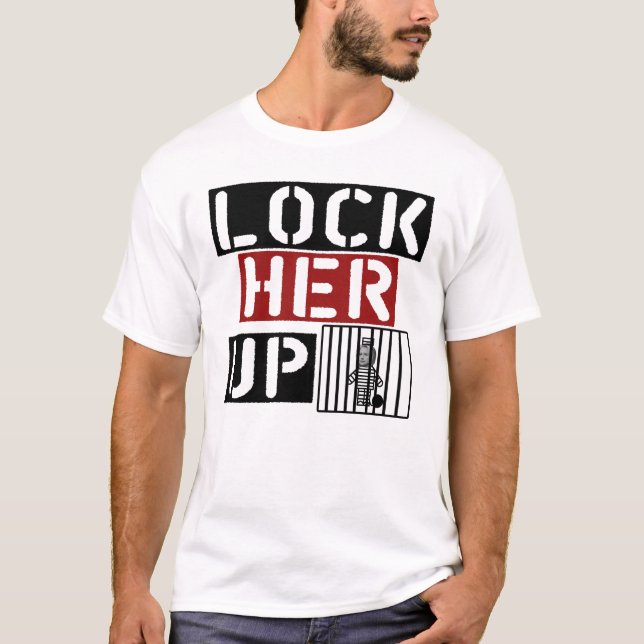 T-shirt Fermez à clef sa Hillary Clinton tordue haute 2016 (Devant)