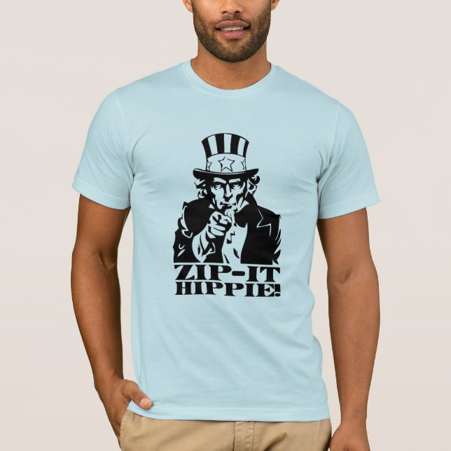 T-shirt Fermez- la fermeture éclairle hippie ! (Devant)