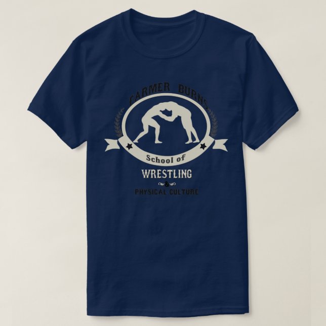 T-shirt Fermier Burns École de lutte et de culte physique (Design devant)