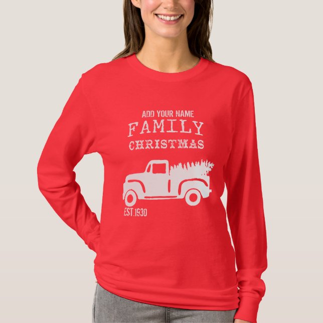 T-shirt Fermier Camion Noël | Personnalisez-Le ! (Devant)