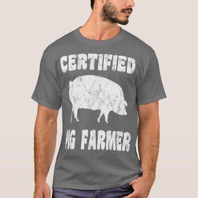T-shirt Fermier de cochon certifié - Fantaisie de cochon a (Devant)