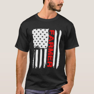 T-shirt Fermier Juillet 4 Américain Drapeau Chemise Ferme