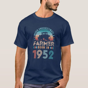 T-shirt Fermier Né En 1952 Cadeau Agricole 70E Anniversai