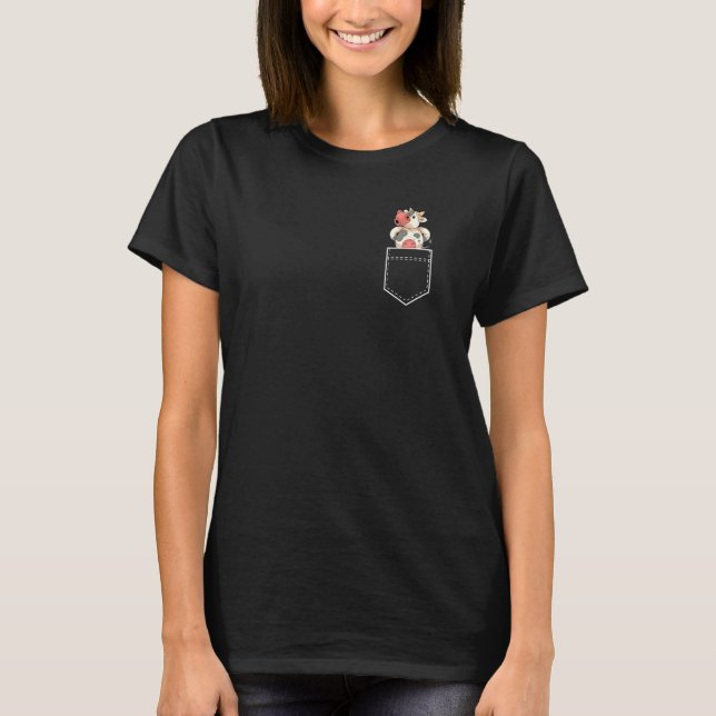 T-shirt Fermier Poche Ferme Animale Agriculture Vache mign (Devant)