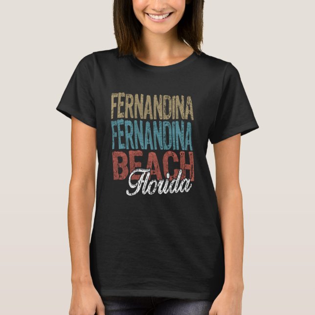 T-shirt FERNANDINA BEACH Floride HIBISCUS & SCRIPT Three T (Devant)