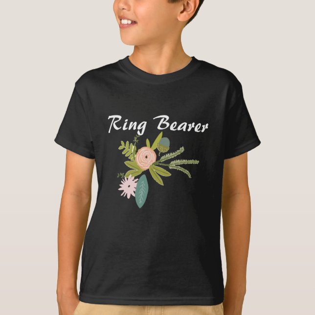 T-shirt Ferns Rose Acorns Ring Bearer Mariage (Devant)