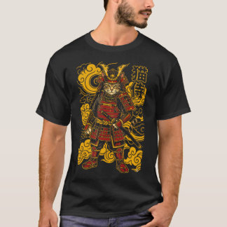 T-shirt Féroce Neko Samouraï Chat Traditionnel Japonais