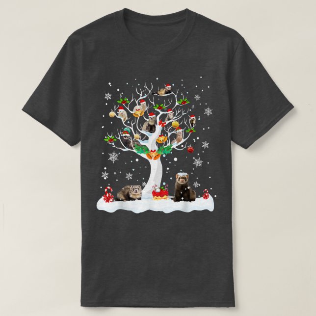 T-shirt Ferret Christmas On Winter Tree Ferret Lover Pajam (Design devant)