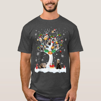 T-shirt Ferret Christmas On Winter Tree Ferret Lover Pajam