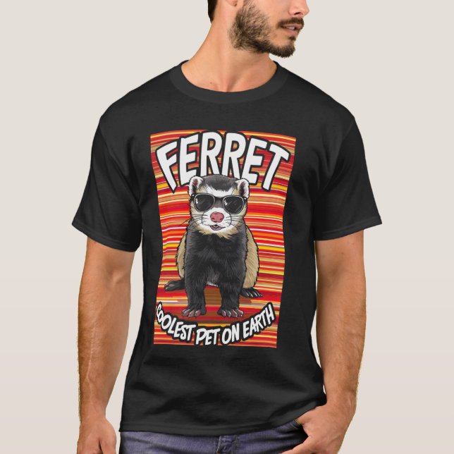 T-shirt Ferret Coolest Pet On Earth Retro Lunettes de sole (Devant)