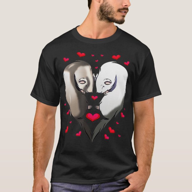 T-shirt Ferret Couple Cadeau Valentines Jour Mignonne Anim (Devant)