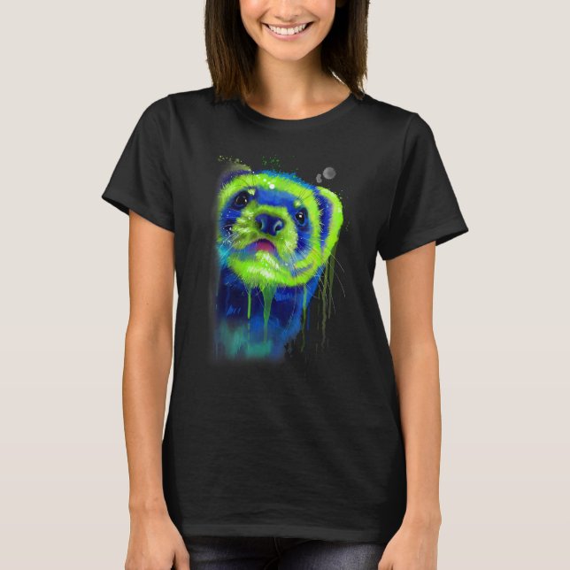 T-shirt Ferret Graphiques Visage Main Drag Splash Art Ferr (Devant)