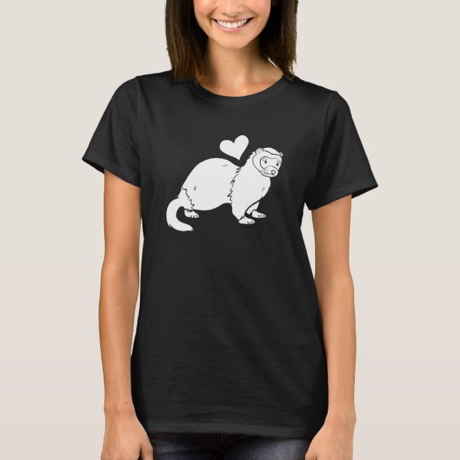 T-shirt Ferret Heart - Furry Animal Weasel Ferret (Devant)