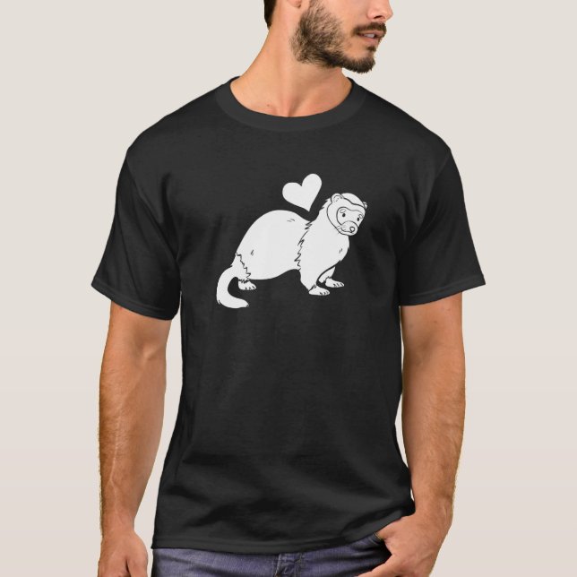 T-shirt Ferret Heart - Furry Animal Weasel Ferret Premium (Devant)