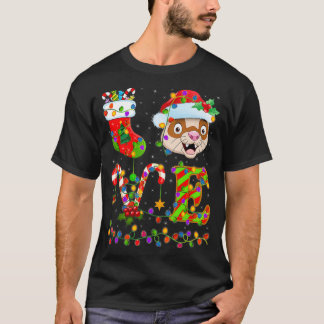 T-shirt Ferret Lover Xmas Lighting Père Noël Love Ferret C