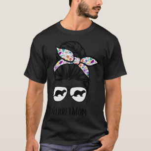 T-shirt Ferret Maman Messy Bun Lunettes de cheveux pour Fe