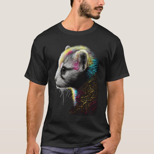 T-shirt Ferret Mom Dad Mustela Nigripes (Devant)