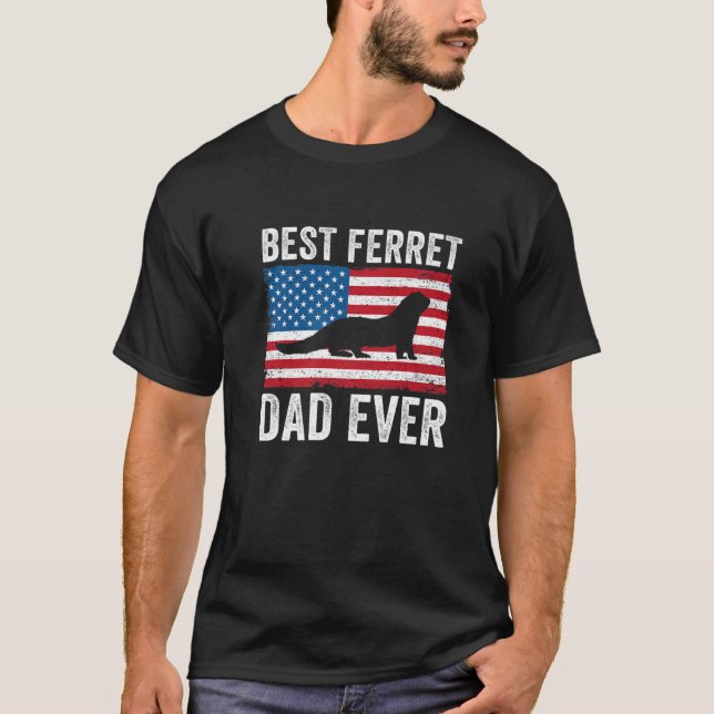 T-shirt Ferret Papa American Flag Funny Ferret Lover Propr (Devant)