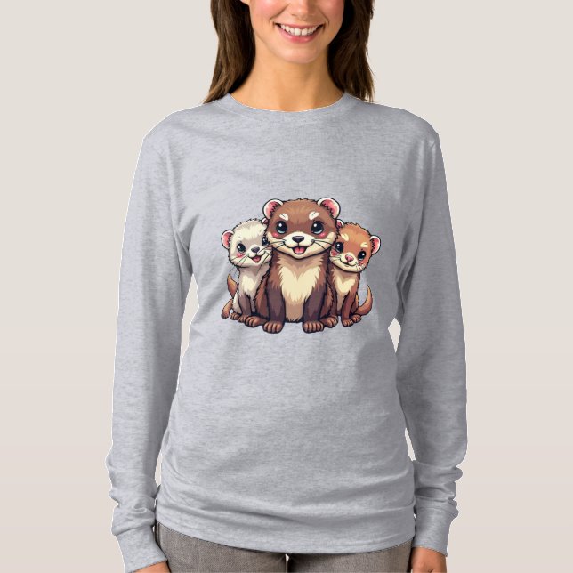 T-shirt Ferret Peek-a-Boo Sous T-Chemise Blanche (Devant)
