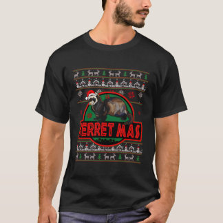 T-shirt Ferret Xmas Drôle Doux Laide Pour Noël Meilleur Po
