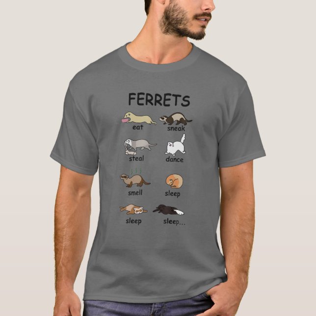 T-shirt Ferrets MANGER SNEAK VOIR DANSE ODEUR SOMMELL SOME (Devant)