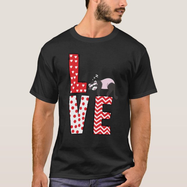 T-shirt Ferrets Valentines Day Love Valentine Cute Hearts  (Devant)
