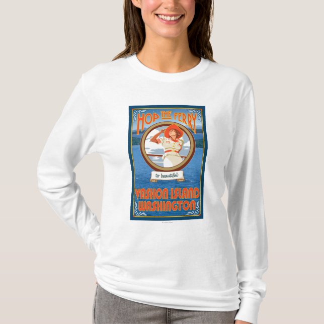 T-shirt Ferry d'équitation de femme - île de Vashon, (Devant)