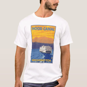 T-shirt Ferry et montagnes - canal de capot, Washington