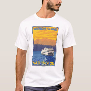 T-shirt Ferry et montagnes - île de Vashon,
