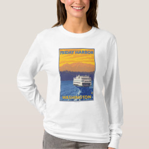 T-shirt Ferry et montagnes - port de vendredi, Washington