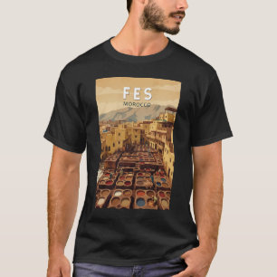 T-shirt Fès Maroc Illustration Voyage Art Vintage
