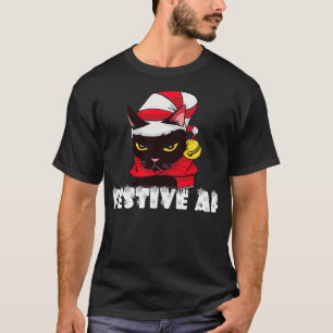 T-shirt Festif amusant AF Noël Chat Feline Meowy laide X