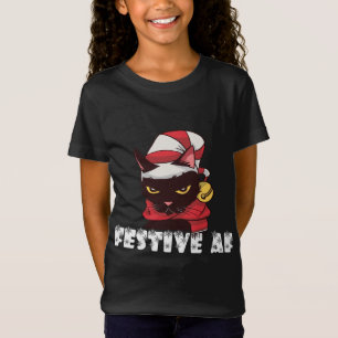 T-Shirt Festif amusant AF Noël Chat Feline Meowy laide X