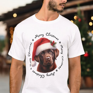 T-shirt Festif de chien de Noël Chocolat Labrador Retrieve