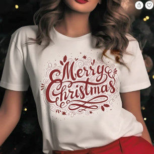 T-shirt Festif Joyeux Noël moderne Script Holiday