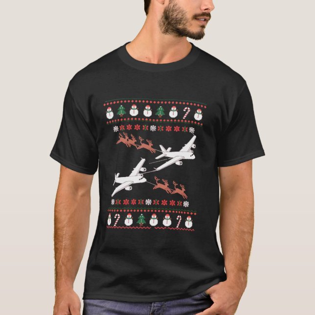 T-shirt Festif Reindeer d'avion laide Sweater de Noël P (Devant)