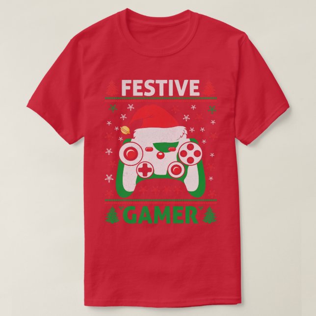 T-shirt Festiny Funny Ugly Sweater contrôleur de jeu Père  (Design devant)