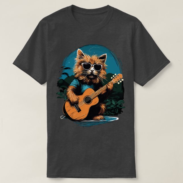 T-shirt Festival de musique de guitare hawaïenne Funny Cat (Design devant)