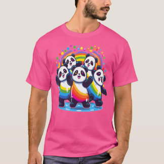 T-shirt Festival EDM de pandas arc-en-ciel dansants mignon