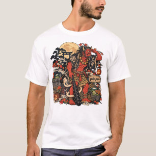 T-shirt Festival japonais de cache-cache Yokai au clair de