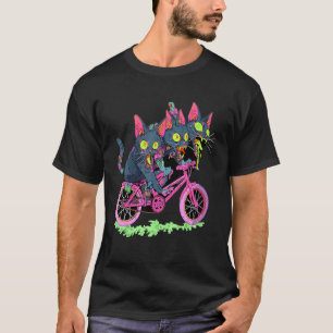 T-shirt Festival Psychedelique de Chat Zombie Cycliste Rav