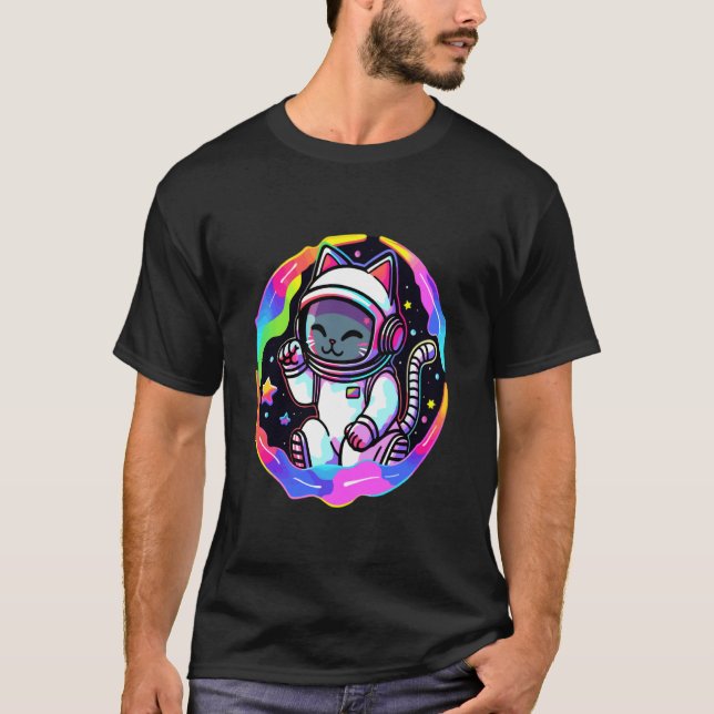 T-shirt Festival Psychedelique de Trippu de Chat Astronaut (Devant)