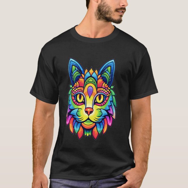 T-shirt Festival Trippy Cat Psychedelic Rave (Devant)