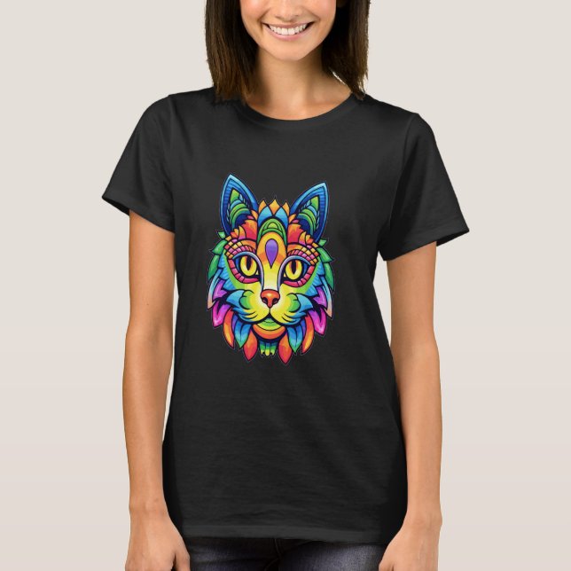 T-shirt Festival Trippy Cat Psychedelic Rave (Devant)
