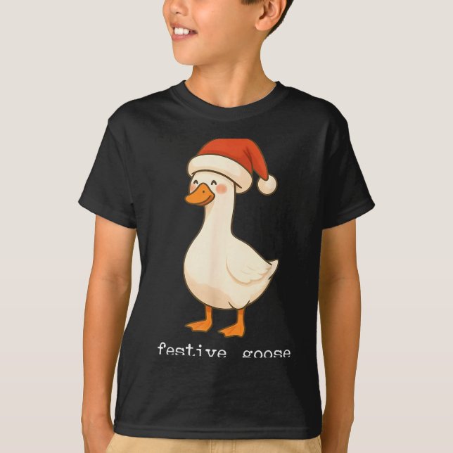 T-shirt Festive And Mpy Goose Santa Hat Xmas Light Matchin (Devant)