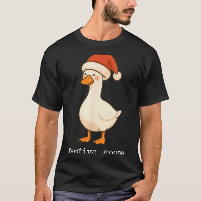 T-shirt Festive And Mpy Goose Santa Hat Xmas Light Matchin (Devant)