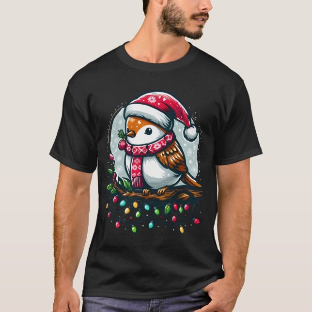 T-shirt Festive Bird fête Noël (Devant)
